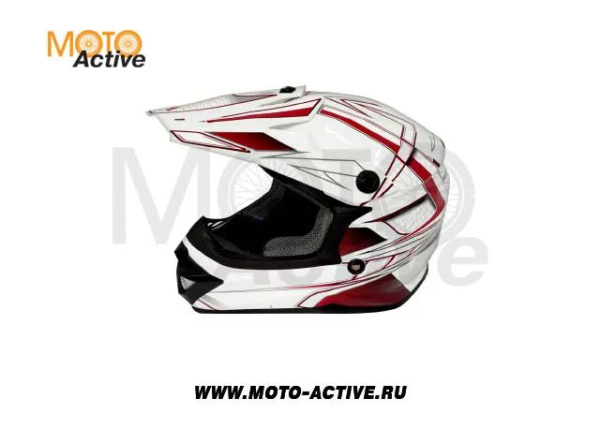 Шлем детский (кроссовый) ATAKI SC-15 Rift, красный/белый глянцевый